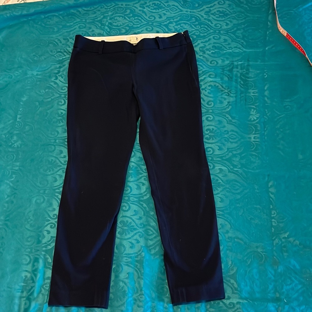 J crew skinny leg side zip cotton spandex navy pants